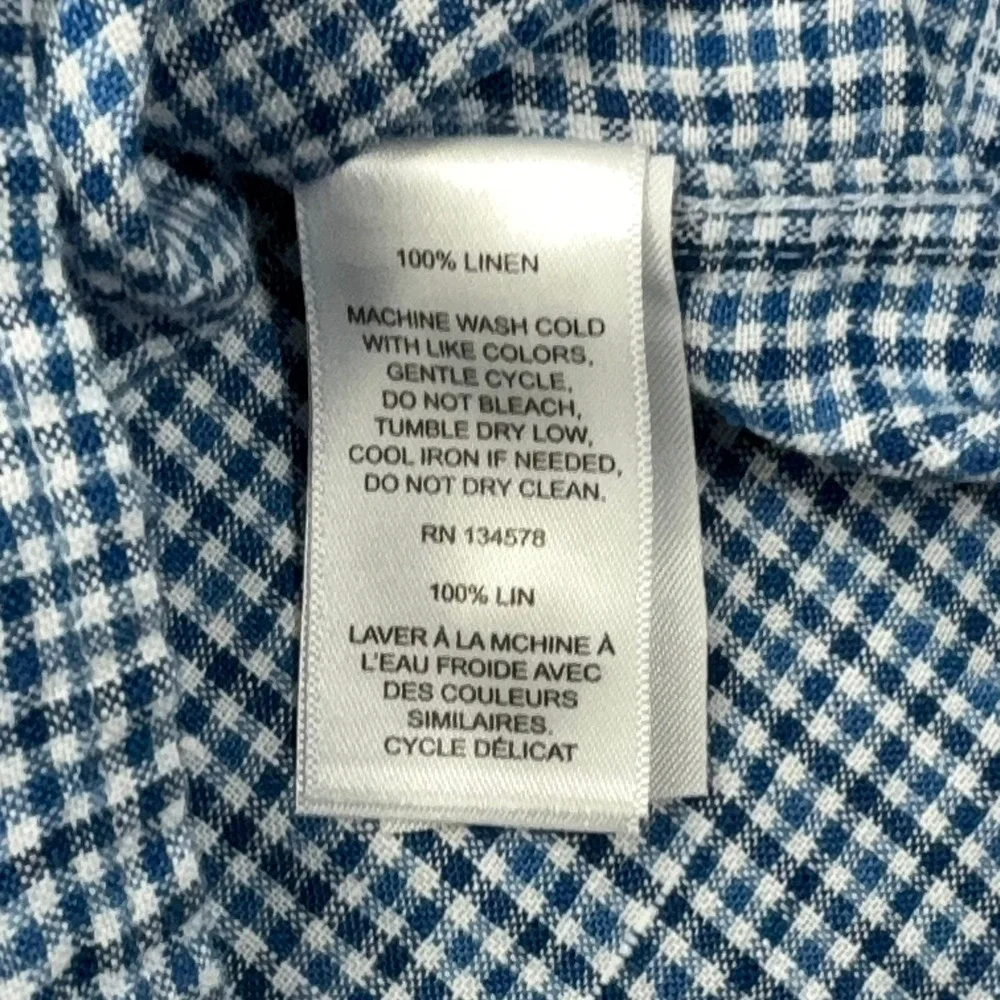 Vineyard Vines Tattersall 100% Linen Shirt Mens XXL Blue Gingham Long Sleeve - Picture 6 of 10